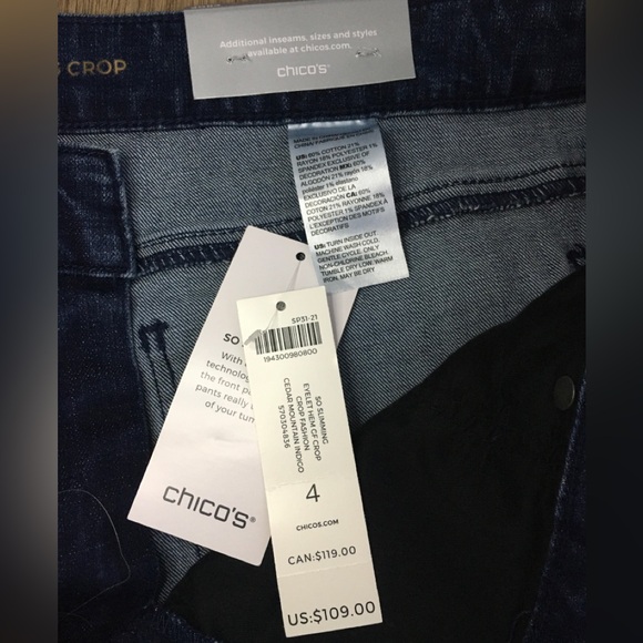 Chico’s So Slimming Eyelet Hem GF Crop Pants Indigo size 4 (20) - Picture 6 of 6